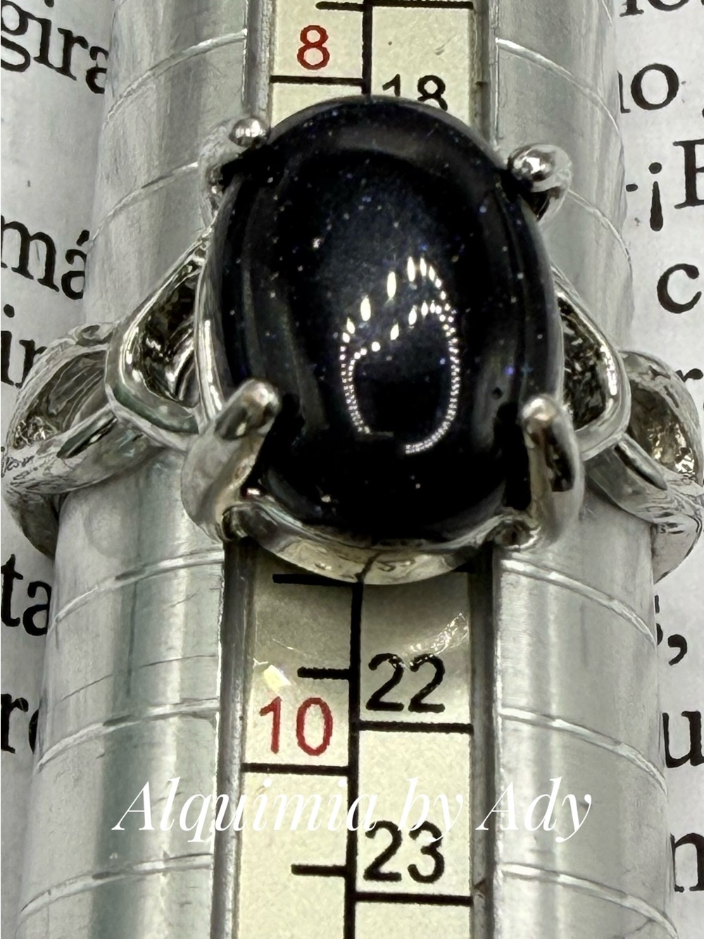 Silver Ring with Sparkling Midnight Blue Stone SANDSTONE